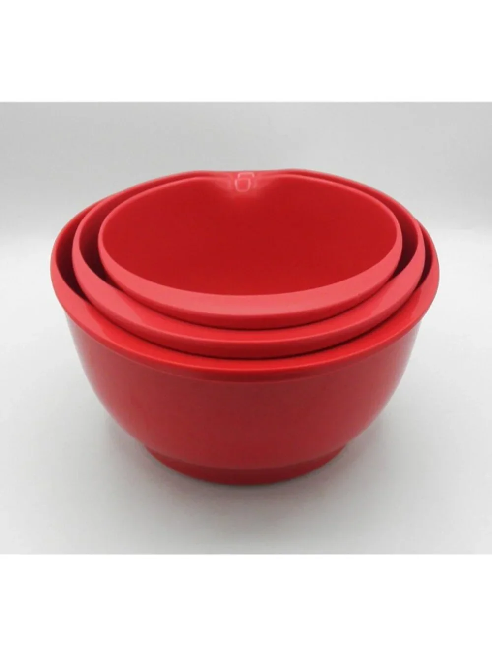 Sur La Table Red Melamine Spout Mixing Batter Bowl 2, 3, and 4 Quart Nesting Set